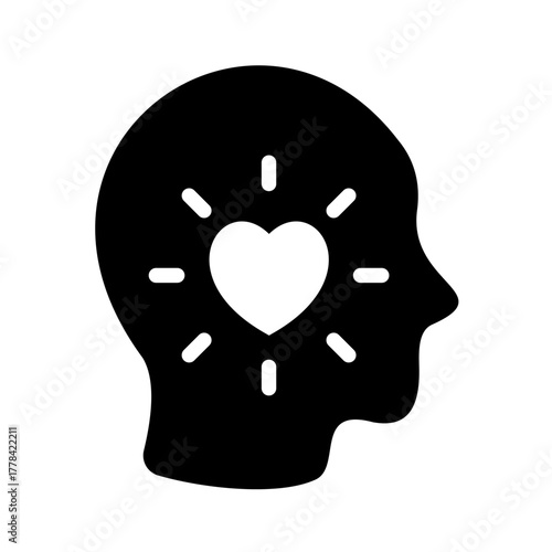 Mental health solid icon. Depicts a healthy state of mind.