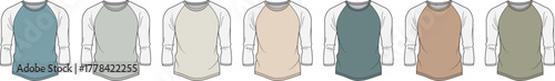 Collection of T-shirt Color Swatches Blue, Grey, Beige, Tan, Green, Brown, Olive for Clothing Design