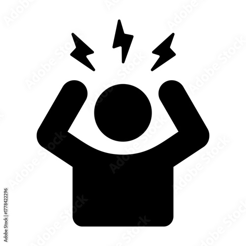 Mental health solid icon. Anger illustration.