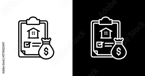 Mortgage Plan  White Icon Set Design