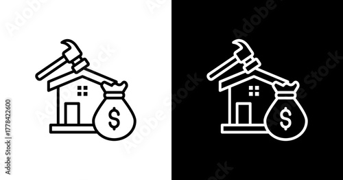 Renovation Budget  White Icon Set Design