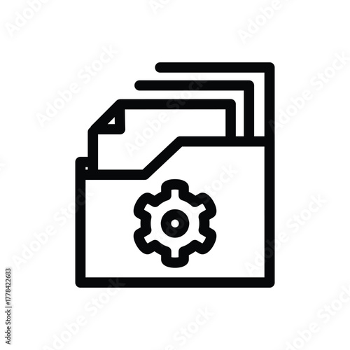 Folder and Gear outline icon vector design good for web or mobile app