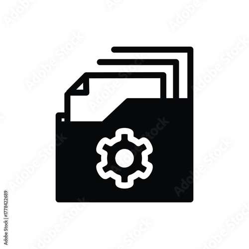Folder and Gear solid icon vector design good for web or mobile app