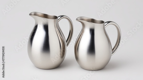 Elegant silver pitchers for refreshing beverages timeless metal design for stylish serving and home decor.
