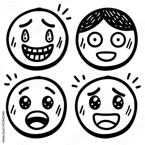 Funny cartoon monster character vector illustration with an ugly smile and crazy teeth