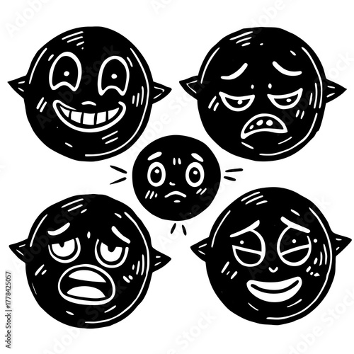 Funny cartoon monster character vector illustration with an ugly smile and crazy teeth