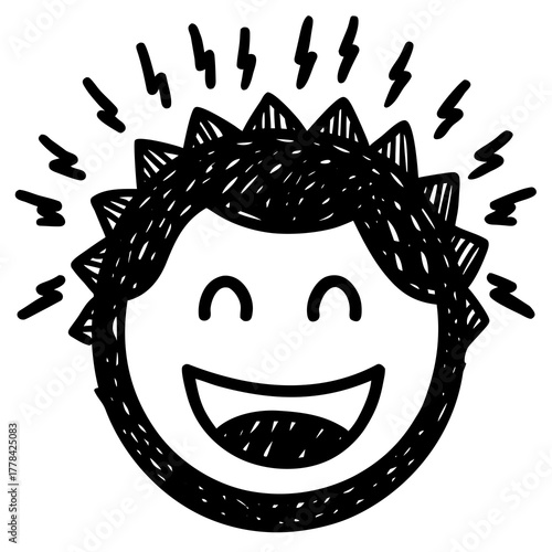 Funny cartoon monster character vector illustration with an ugly smile and crazy teeth