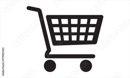 Shopping Cart Silhouette Icon – Black Retail Symbol for E-commerce and Online Store