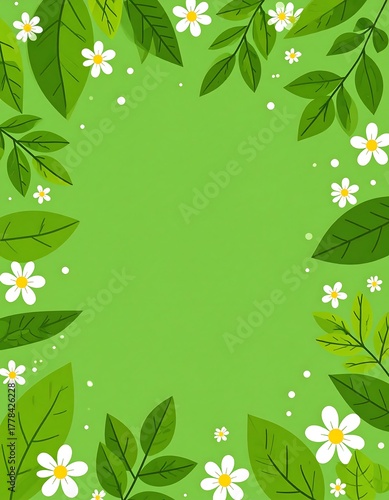 Vibrant floral border on a green background