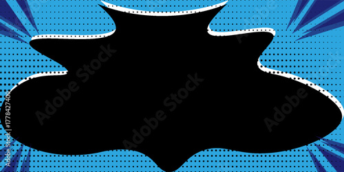 Comic books dialog bubbles. Cartoon book superhero scrapbook page template, empty comical speech clouds, graphic art frame layout template illustration. Pop art Blue background with blank balloons.