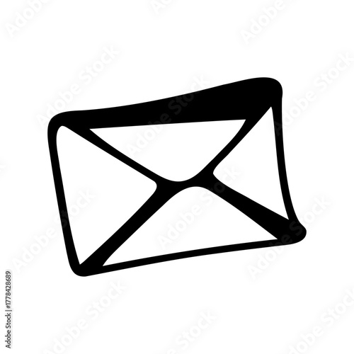 Modern black and white minimalist envelope mail icon for sending communications