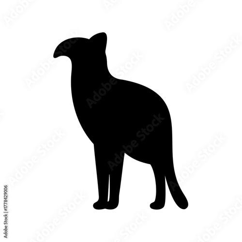 Silhouette of a unique animal with a curved beak and upright posture