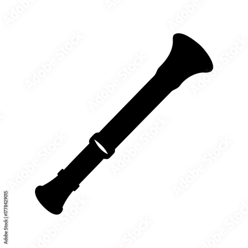 Silhouette of a Baroque Oboe, a beautiful antique musical instrument vector