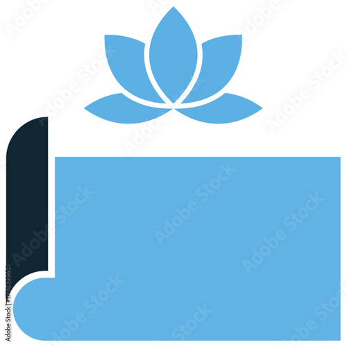 Yoga rug icon vector. Ideal for meditation, fitness, and spiritual practice themes. This graphic symbolizes a yoga mat used for exercise, stretching, and mindfulness.