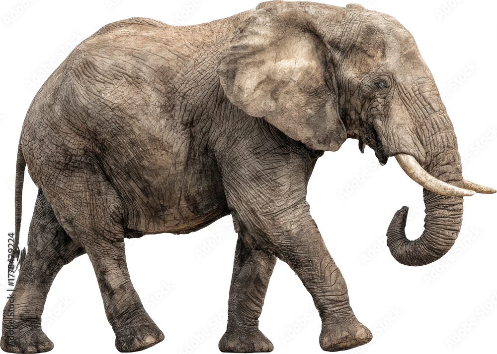 Fototapeta premium Majestic african elephant walking gracefully with large tusks