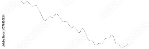 A dotted line graph displaying a pattern of both upward and downward movements, representing fluctuation. Vector illustration .EPS 10 .