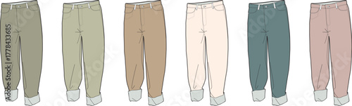 Collection of Trousers in Various Colors Fashion and Style