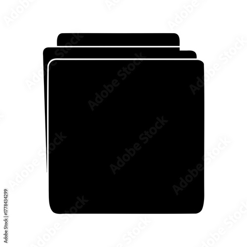 Stack of documents or files represented in black vector silhouette design