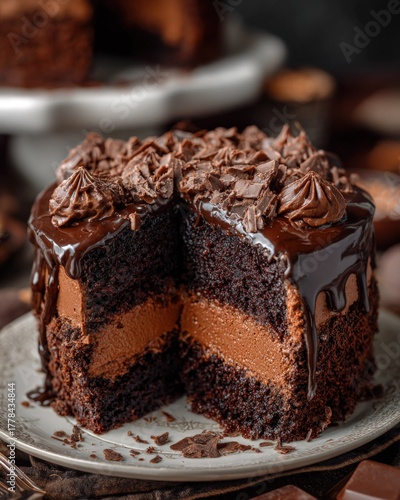 Rich Chocolate Cake with Chocolate Shavings