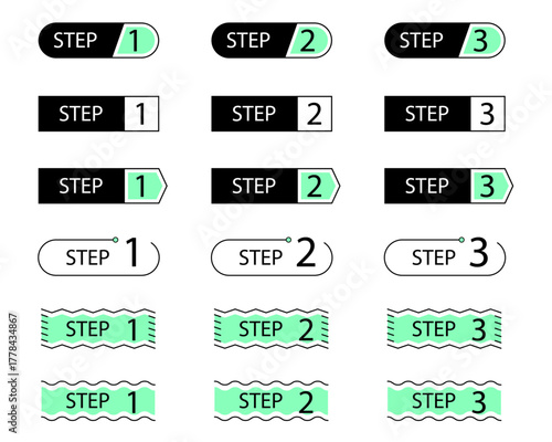 企業資料やウェブサイト向けのステップバッジと見出しアイコン 編集可