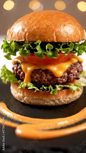 A perfectly crafted cheeseburger, sizzling with flavor and ready to delight