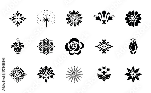 Flower icons set. Isolated elements for design. Vector graphics.
