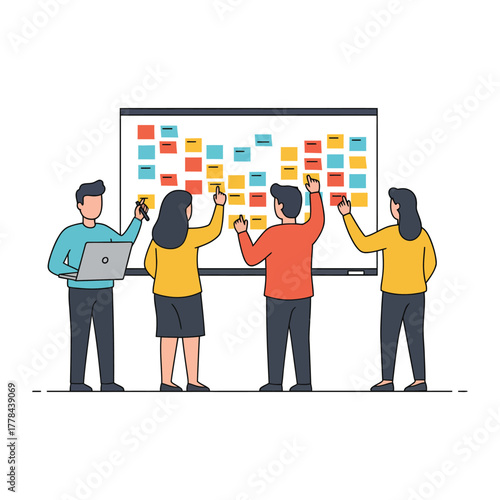 Team Brainstorming with Sticky Notes