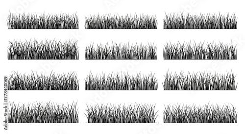 Arrangement of nine rectangular patches of realistic looking green grass
