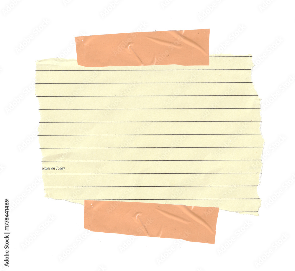 Fototapeta premium Ripped beige grid note paper. Real notepad with dot line isolated