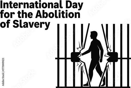 International day for abolition of slavery illustration featuring a person breaking free from chains, symbolizing freedom