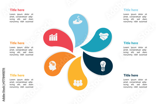 Colorful circular infographic diagram template for business presentation, teamwork, strategy, and creative idea concept, ideal for data visualization and marketing layout.