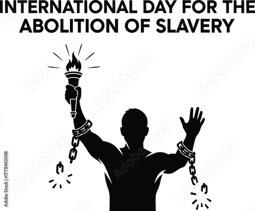 International day for abolition of slavery awareness with broken chain