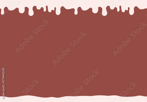 Valentine Chocolate and White Drip Frame on Brown Background