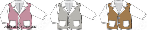 Fashionable Vests Collection Pink, Gray, and Brown Vest Design Vectors