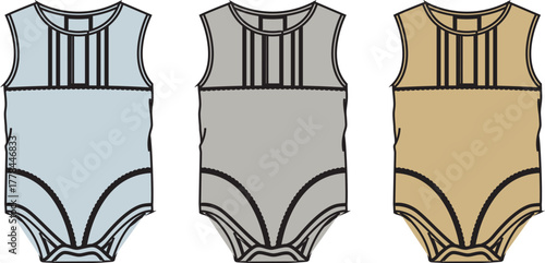 Illustration of Baby Bodysuits in Pastel Shades A Fashion Design Template for Apparel