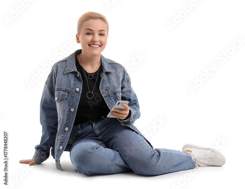 Young woman with mobile pho...