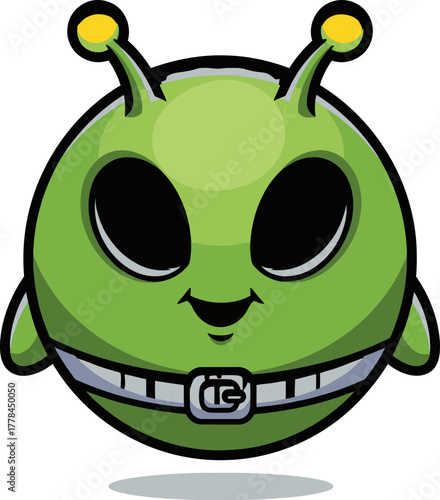 smiling extraterrestrial invites curiosity and intergalactic friendships new beginning