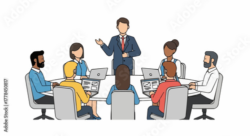 Diverse Business Team Meeting with Leader Presenting.