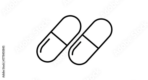 Simple illustration of two elongated capsule shaped objects in black outline