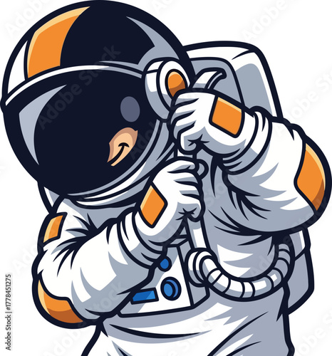 brave space traveler gently tugs a tether, venturing into the universe