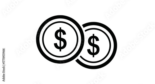 Two black and white dollar coins side by side illustration