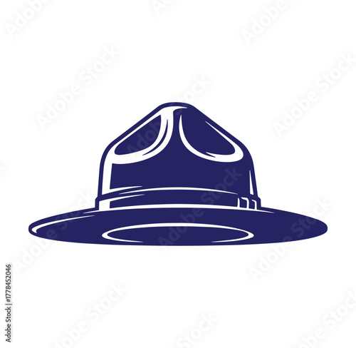 Classic blue us army drill sergeant campaign hat isolated on white background