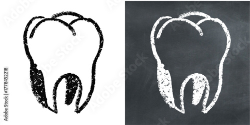 Chalk hand-drawn teeth vector. Ideal for dentistry, oral health, and hygiene themes. This graphic symbolizes human anatomy and dental care with a unique, sketchy aesthetic.