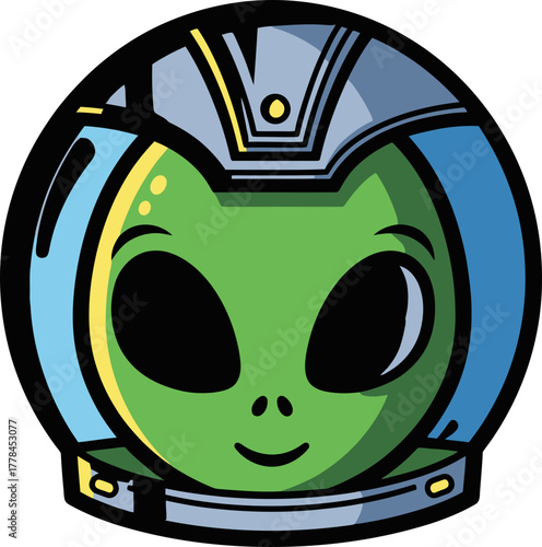 smiling extraterrestrial explorer peeks happily from secure space helmet visor