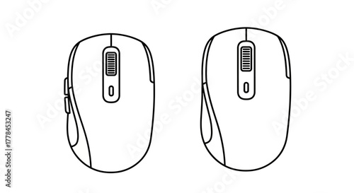 Simple outline drawing of two identical white computer mice side by side