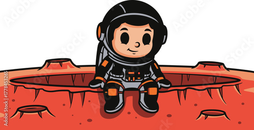 future explorer enjoys quiet contemplation on the martian frontier
