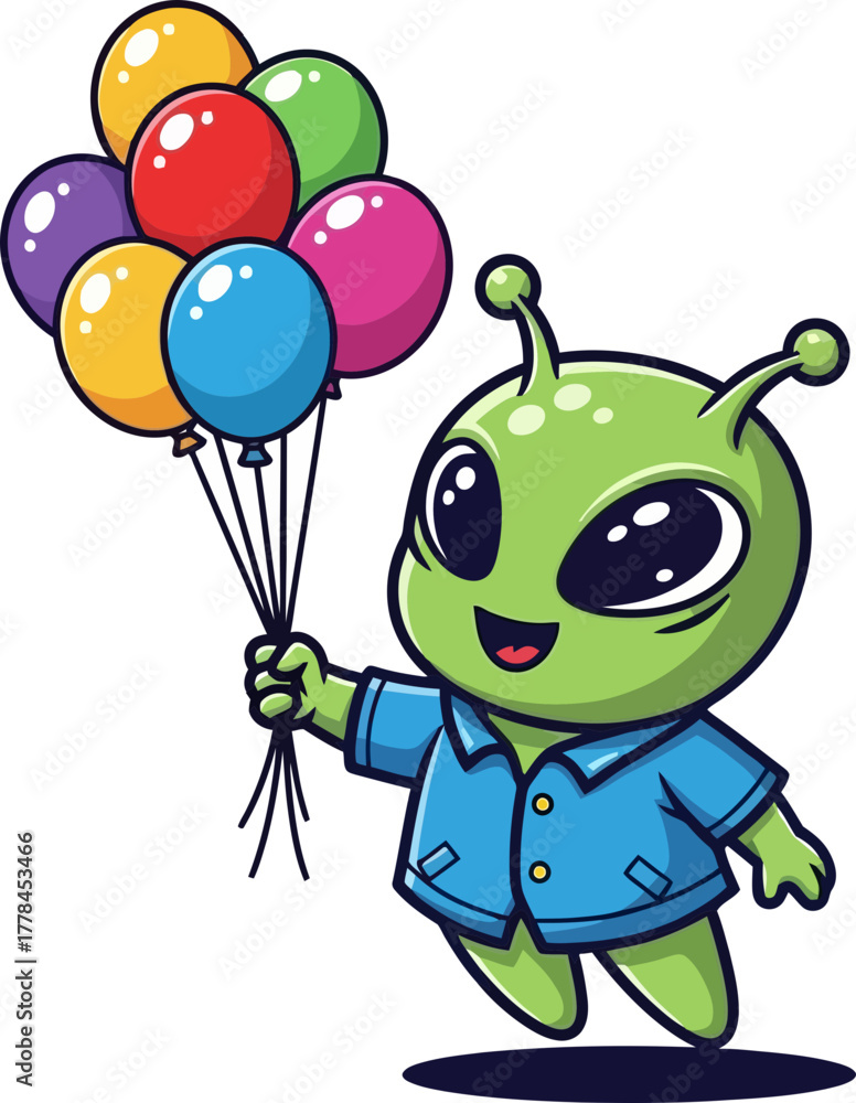 Obraz premium playful space being offers colorful balloons, radiating pure whimsical delight