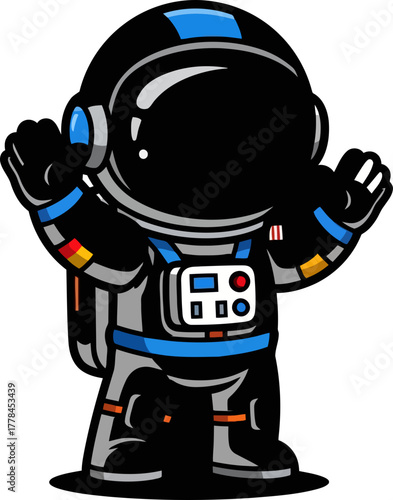 stylized astronaut character reaches out, embracing the infinite possibilities beyond