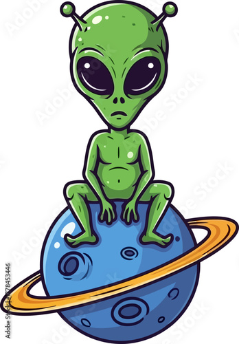 little green visitor quietly contemplates its cosmic home from afar