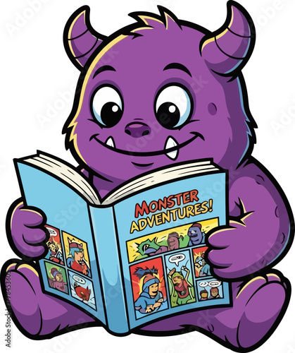 charming purple creature reads exciting tales, igniting imagination and pure joy